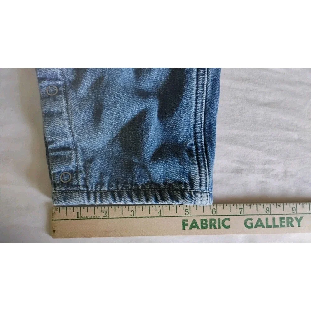 Vtg BABY GAP Denim Overalls Green Fleece Lined Zip Pocket Utility 18-24 Mo RARE